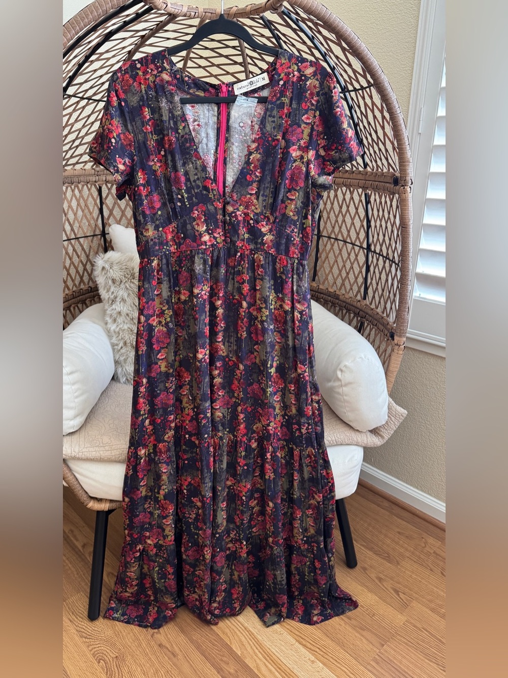 Natural Life Evangeline Dark Floral Maxi Dress Medium